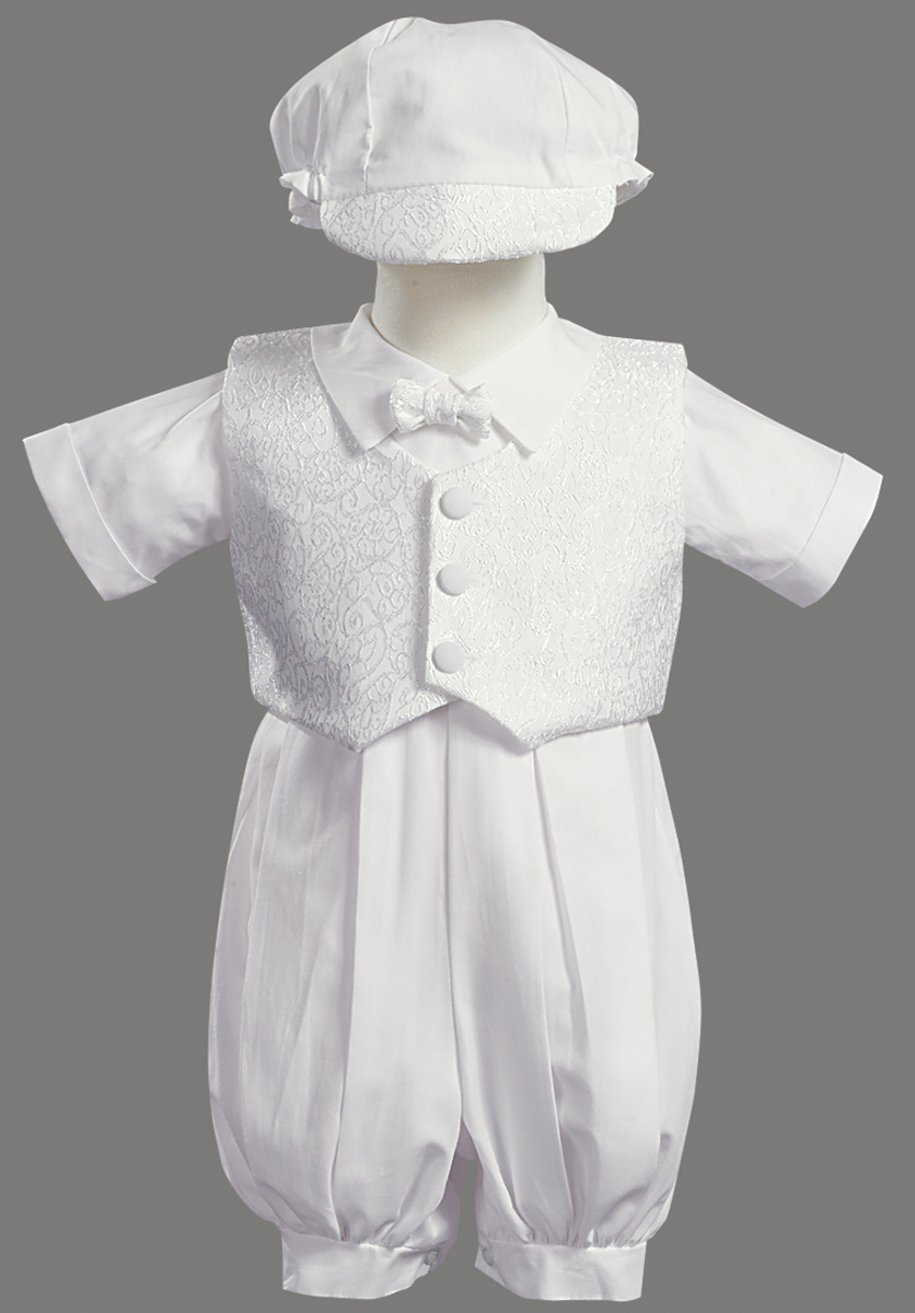 Swea Pea & Lilli White Poly Cotton Christening Baptism Romper Set with Vest and Hat at Sears.com