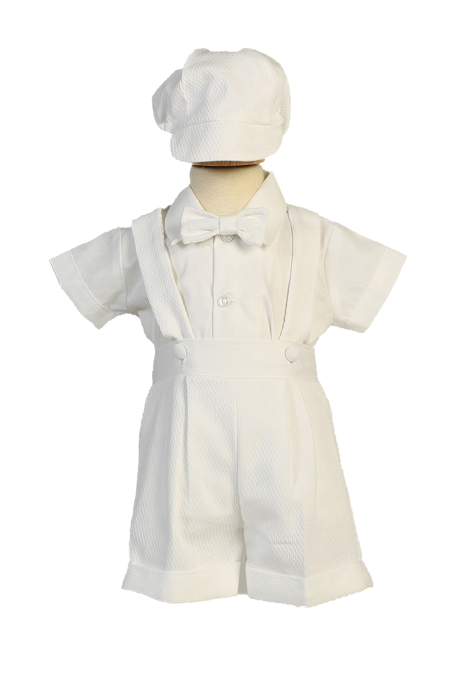 Swea Pea & Lilli Poly Cotton Suspendered Shorts Baby Boy Christening Baptism Special Occasion Newborn Romper Outfit with Matching Hat at Sears.com