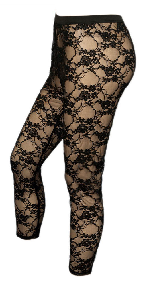eVogues Apparel Jr Plus Size Floral Lace Sheer Capri Legging Black at Sears.com