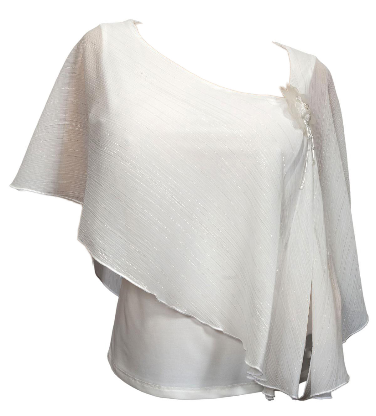 eVogues Apparel Plus size Sheer Layered Glitter Poncho Top White at Sears.com