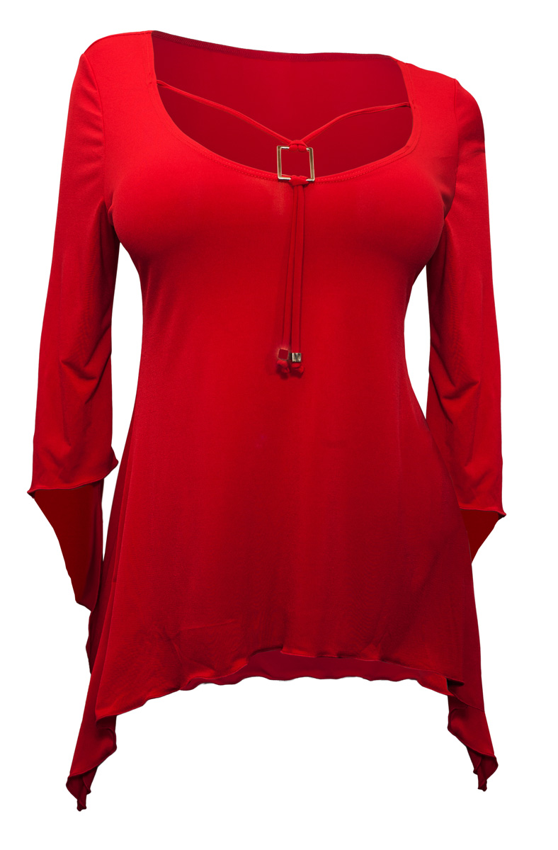 eVogues Apparel Plus size Deep Cut Pendant Accented Slimming Top Hot Red at Sears.com