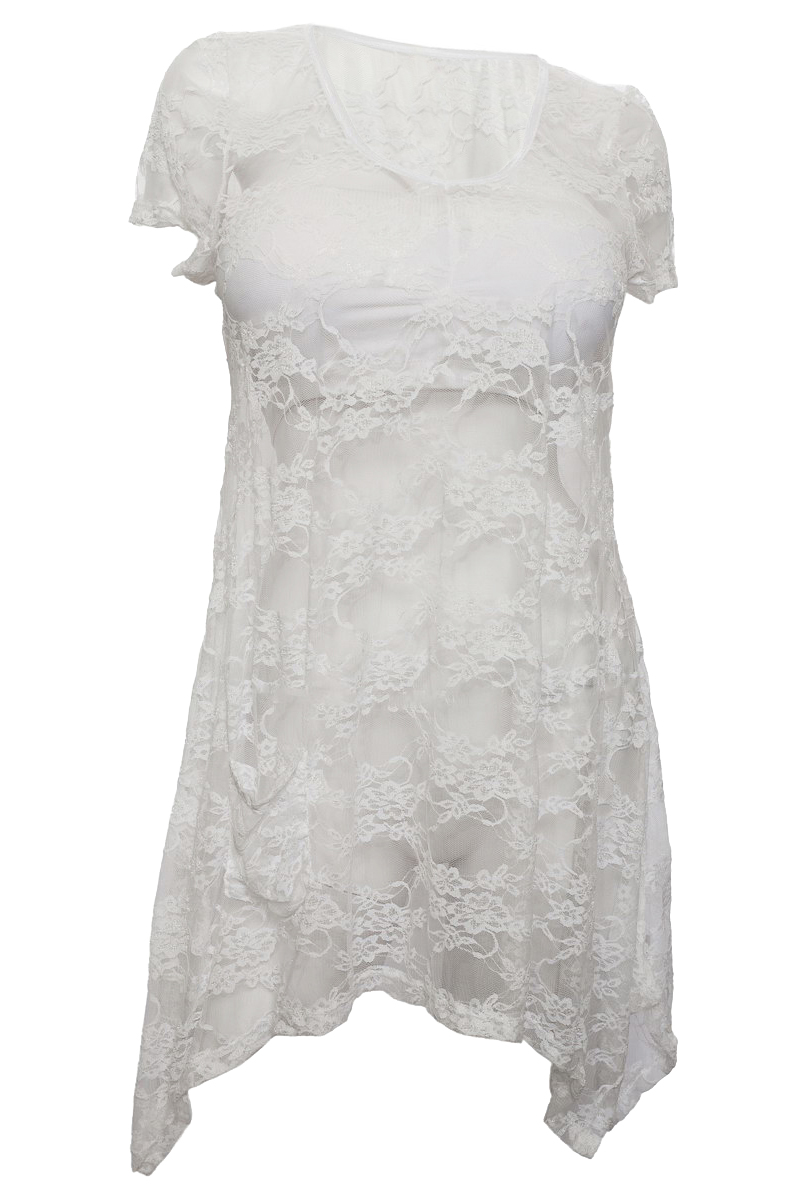 eVogues Apparel Plus size Sheer Floral Lace Top White at Sears.com