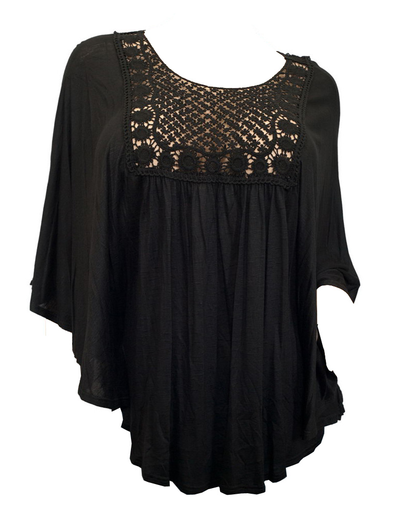 eVogues Apparel Plus Size Crochet Poncho Top Black at Sears.com