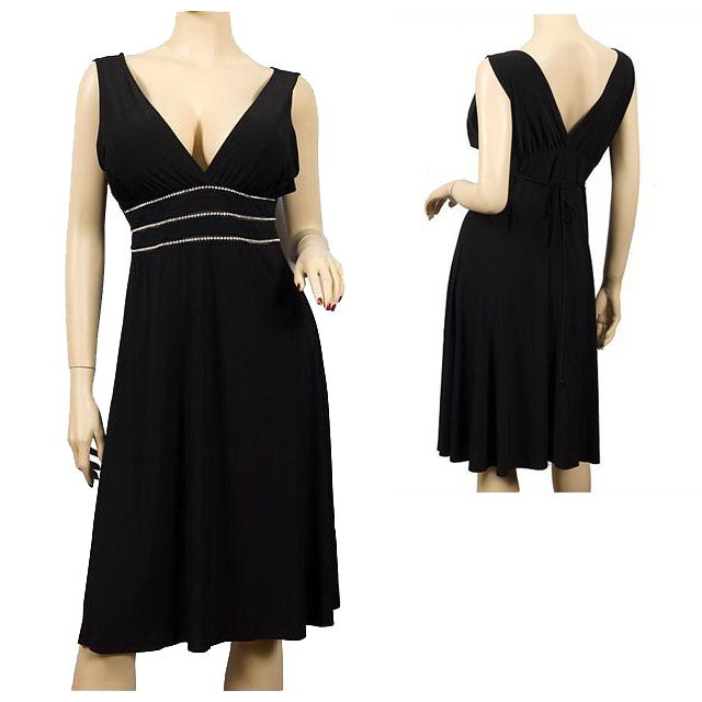 eVogues Apparel PLUS SIZE SEXY BLACK RHINESTONE LOW CUT DRESS at Sears.com