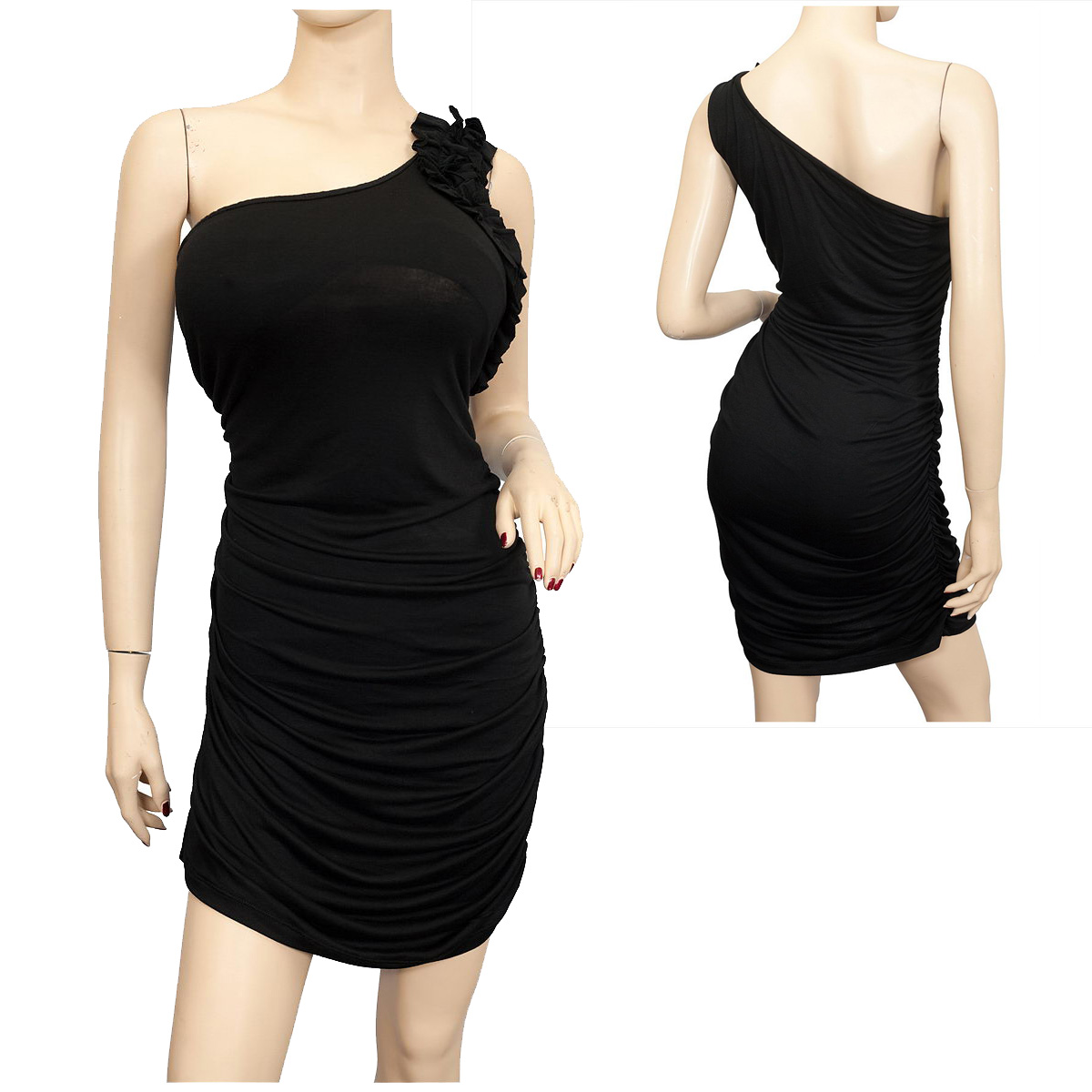 eVogues Apparel Plus size Sexy Black Single Shoulder Mini Dress at Sears.com