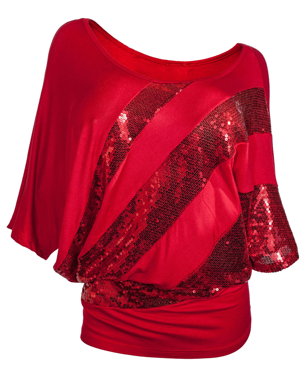eVogues Apparel Plus size Sequins Scoopneck Top Red at Sears.com