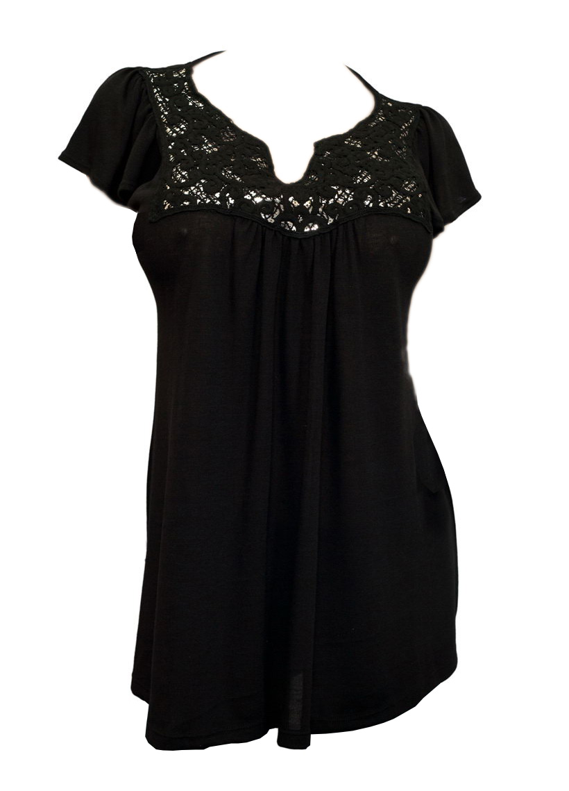 eVogues Apparel Black Lace Scoop Neck Plus size top at Sears.com