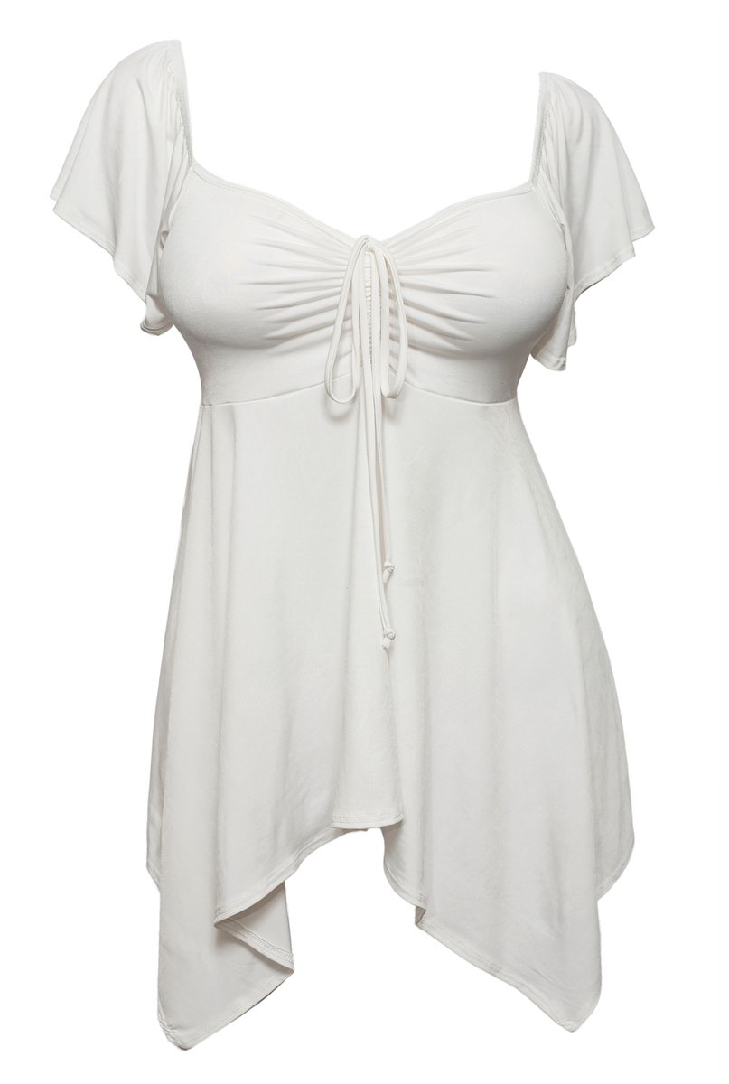 eVogues Apparel Plus size Deep V-neck Asymmetric Slimming Top Off White at Sears.com