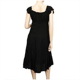 eVogues Apparel Plus Size MidNight Black Cotton Empire Waist SunDress