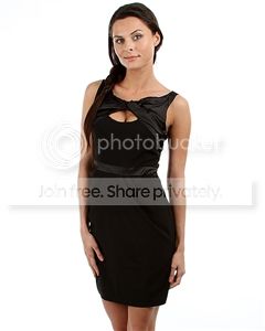 FM Gifts BLACK SLEEVELESS COCKTAIL DRESS WITH FRONT CUTOUT AND SATIN ACCENTS at Sears.com