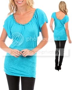 FM Gifts BLUE LIGHTWEIGHT TOP WITH CHAIN BRAIDED NECKLINE - SMALL at Sears.com