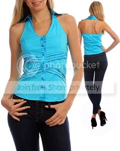 FM Gifts BLUE TRENDY HALTER TOP at Sears.com