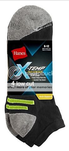 Hanes Men's X-Temp® Arch Support Low Cut Socks 4-Pack - Black Green Assorted