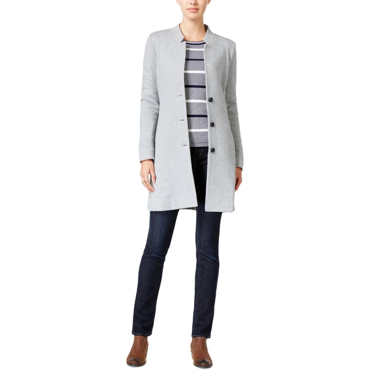 Tommy Hilfiger Womens Heatheresd Button-Up Sweatercoat