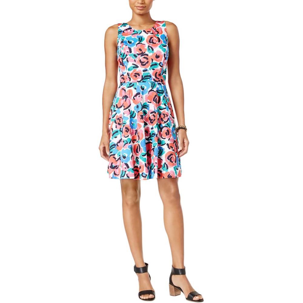 Tommy Hilfiger Womens Floral Print Sleeveless Casual Dress