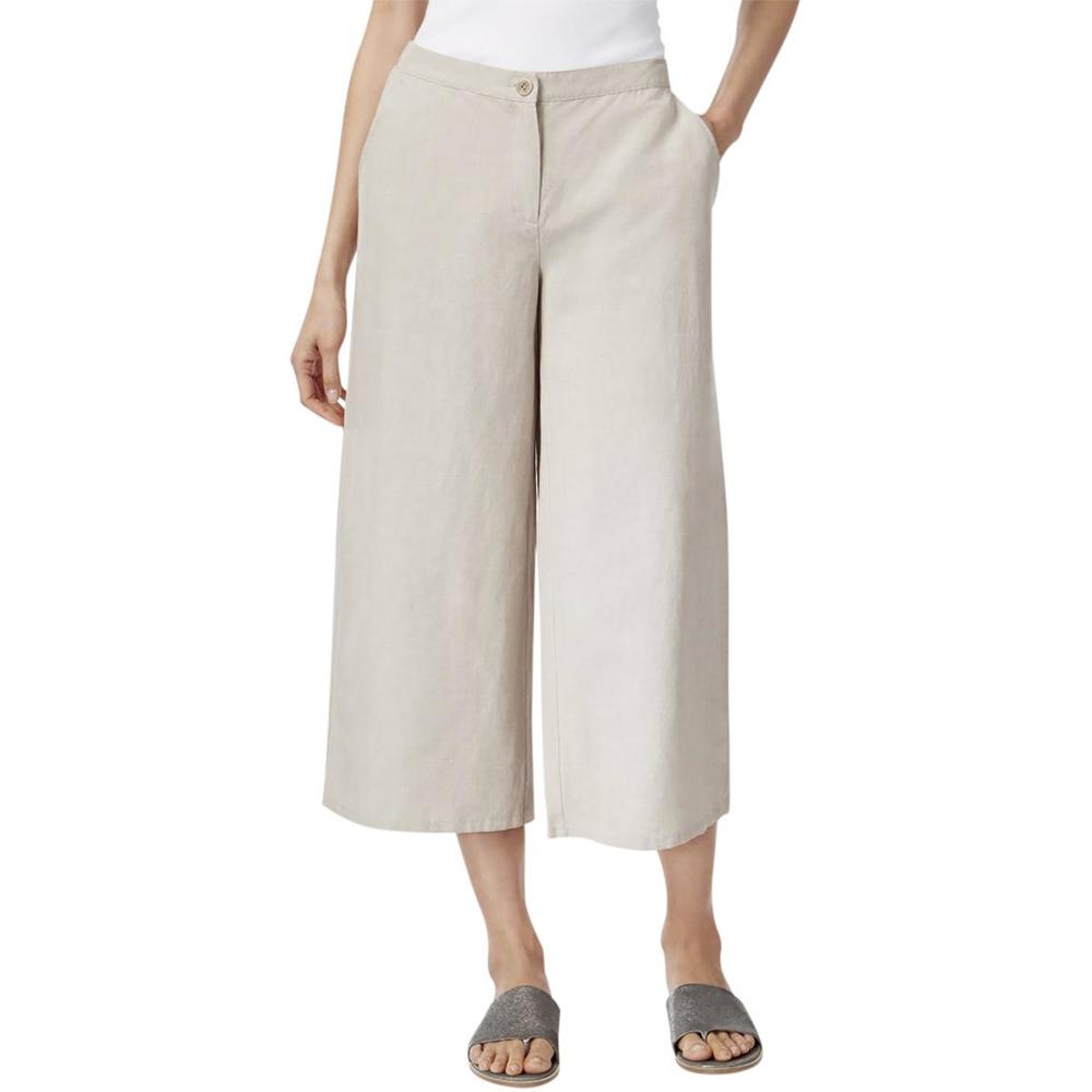 Eileen Fisher Womens Crop Classic Rise Wide Leg Pants
