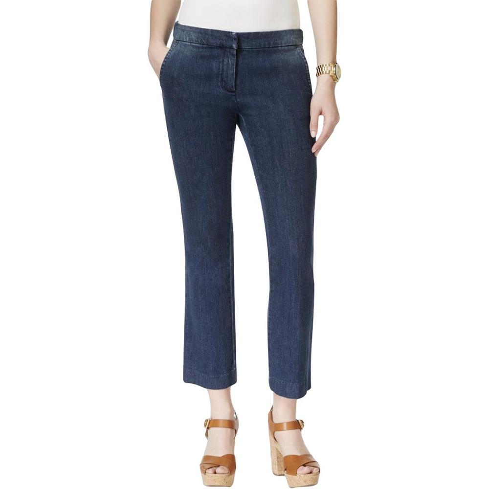 Michael Kors Womens Medium Wash Crop Flare Jeans
