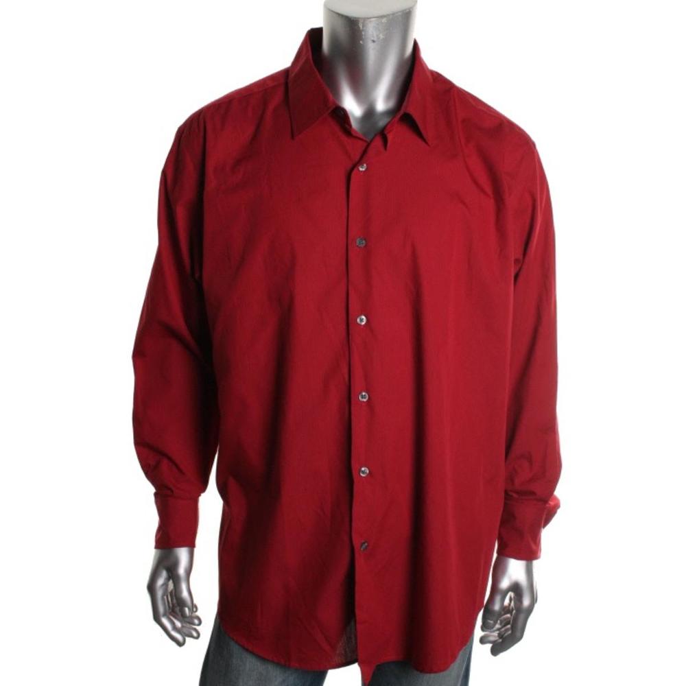 Alfani Big & Tall Mens Shadow Stripe Long Sleeves Button-Down Shirt