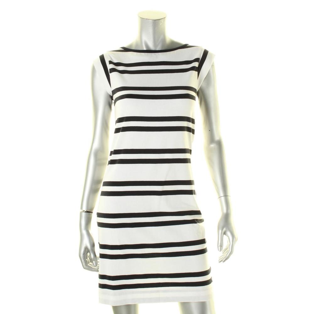 French Connection Womens Striped Cap Sleeves Casual Dress