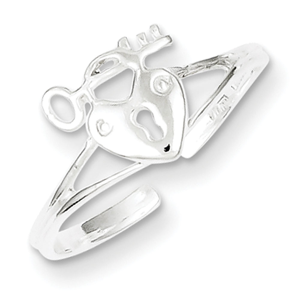 JewelryWeb Sterling Silver Heart Lock and Key Toe Ring at Sears.com