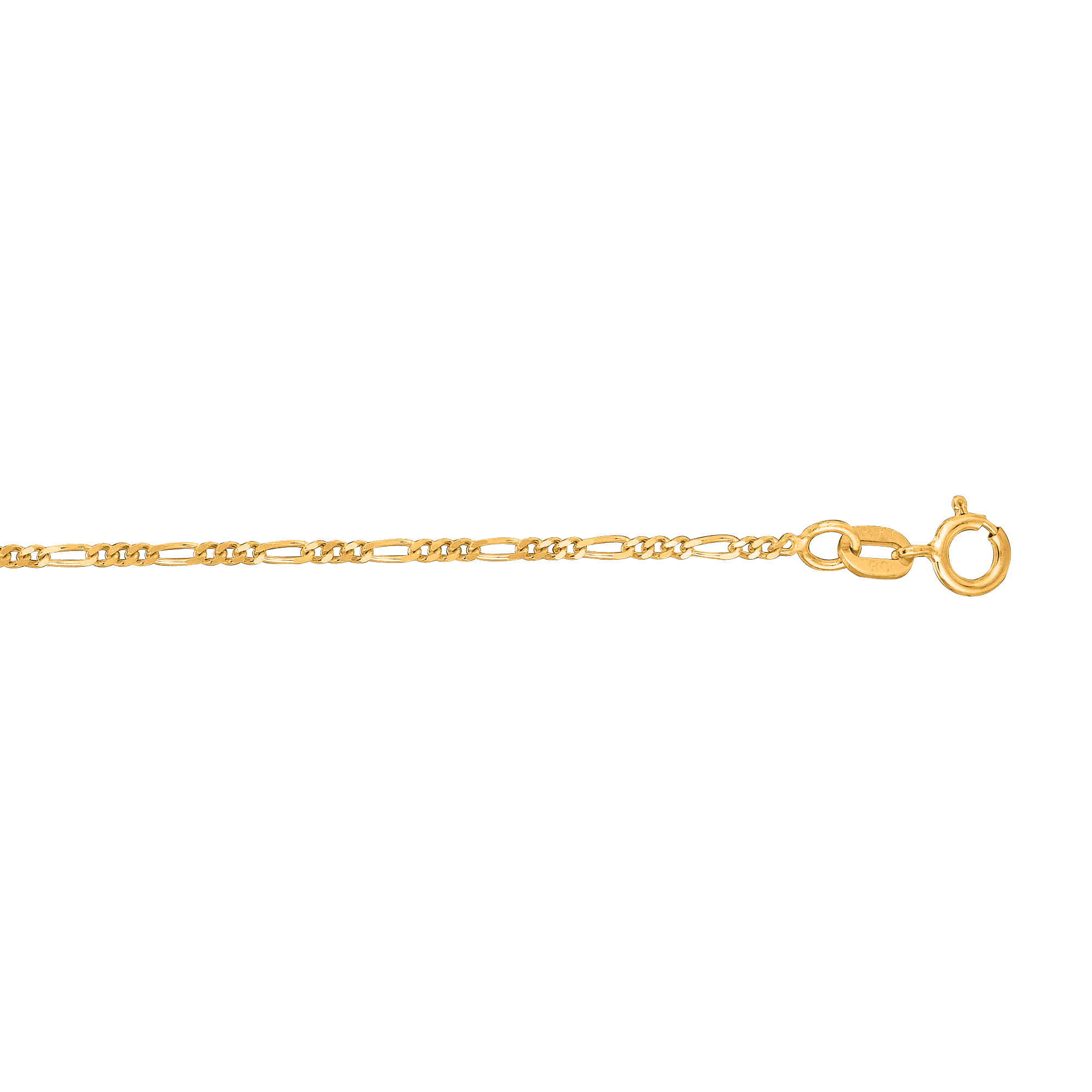 JewelryWeb 14k Yellow Gold 10 Inch X 1.3 mm Figaro Chain Anklet - O Ring ...