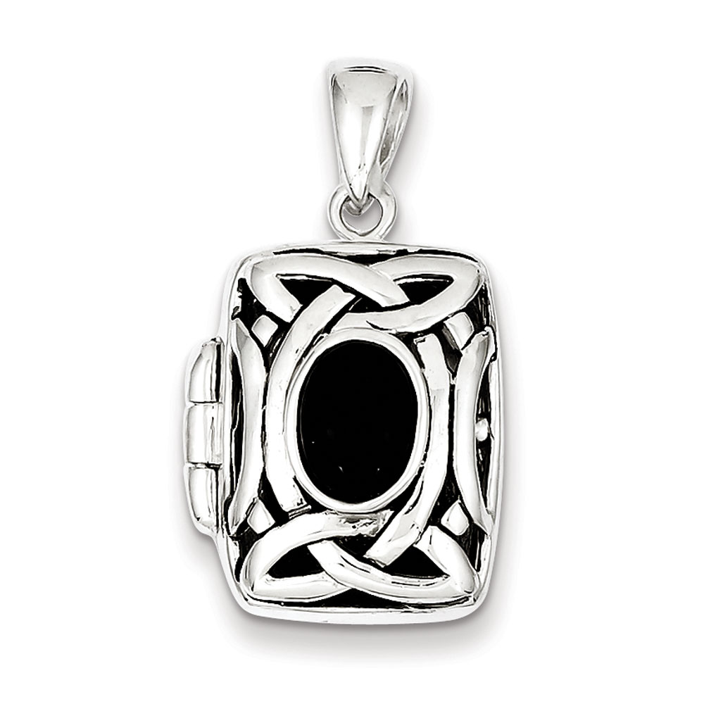 JewelryWeb Sterling Silver Onyx Locket