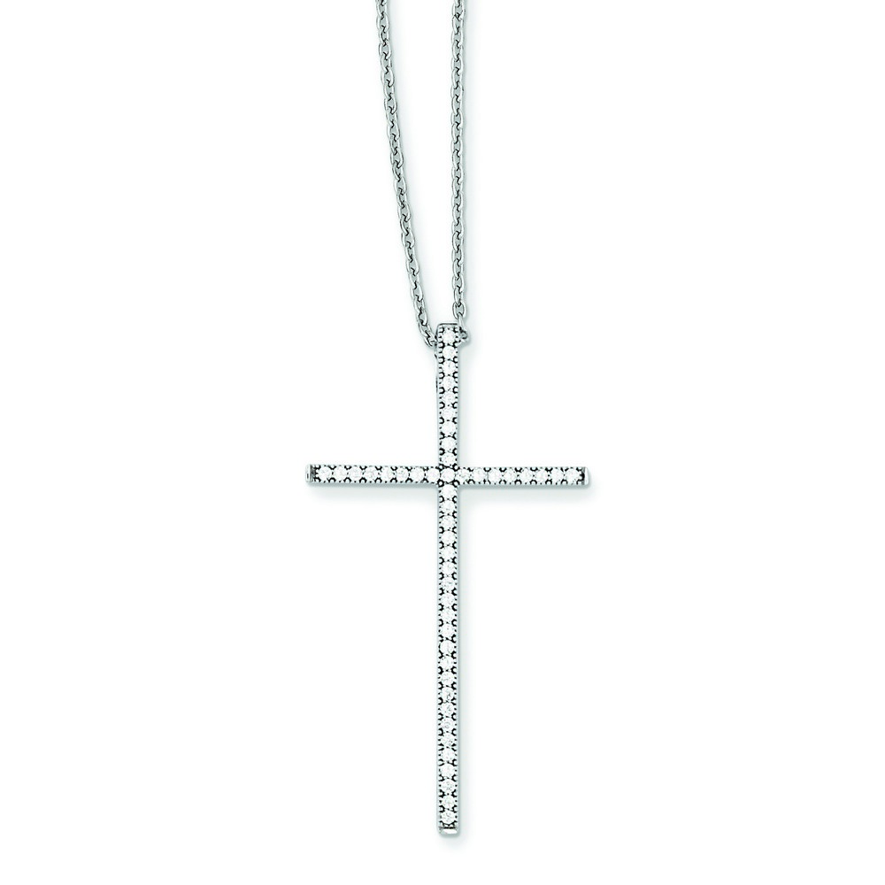 Jewelryweb Sterling Silver and CZ Brilliant Embers Cross Necklace - 18 Inch at Sears.com
