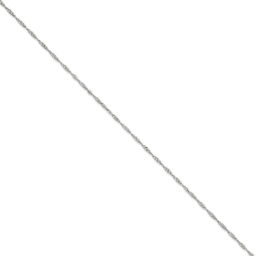 JewelryWeb 14k White Gold 1.65mm Solid Singapore Chain Anklet - 9 Inch - Lobster Claw at Sears.com