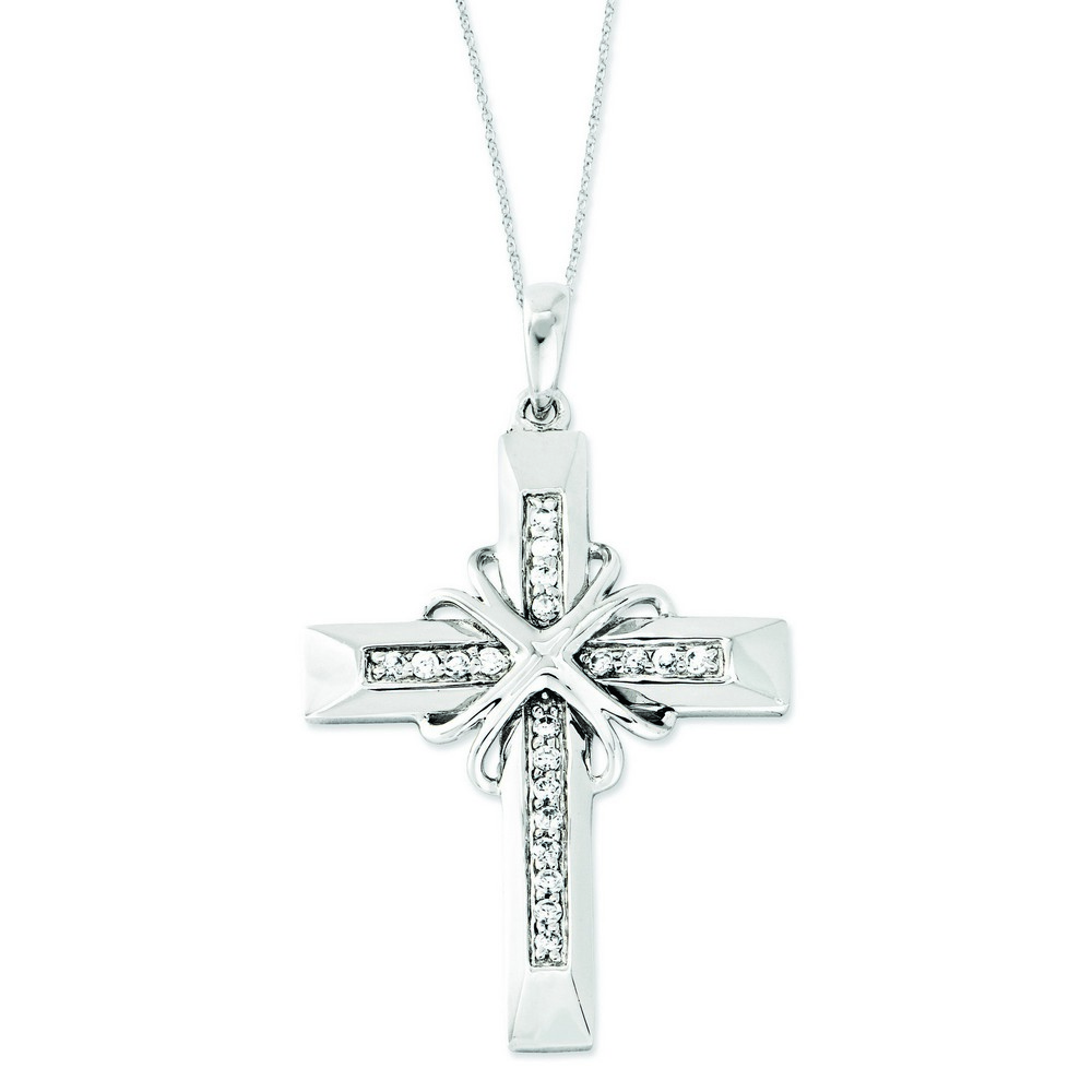 Jewelryweb Sterling Silver CZ Steadfast Love 18inch Cross Necklace at Sears.com