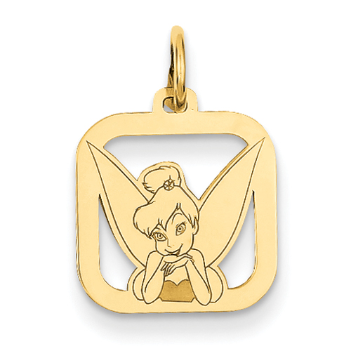 JewelryWeb 14k Disney Tinker Bell Square Charm