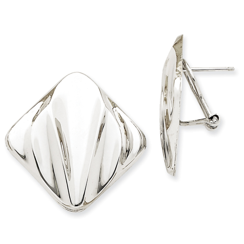 JewelryWeb 14k White Gold Omega Post Earrings