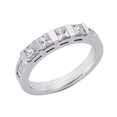 JewelryWeb 14k White 1.1 Ct Diamond Band Ring