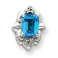 JewelryWeb 10k White Gold Blue Topaz and Diamond Slide