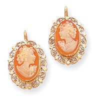JewelryWeb 14k 10x14mm Shell Cameo Earrings