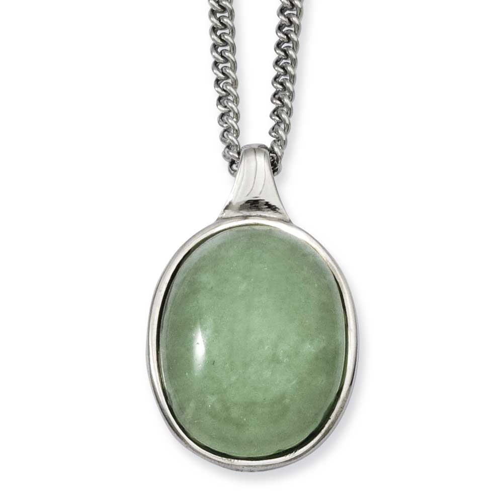 Jewelryweb Stainless Steel Green Aventurine Pendant 18inch Necklace - 18 Inch at Sears.com