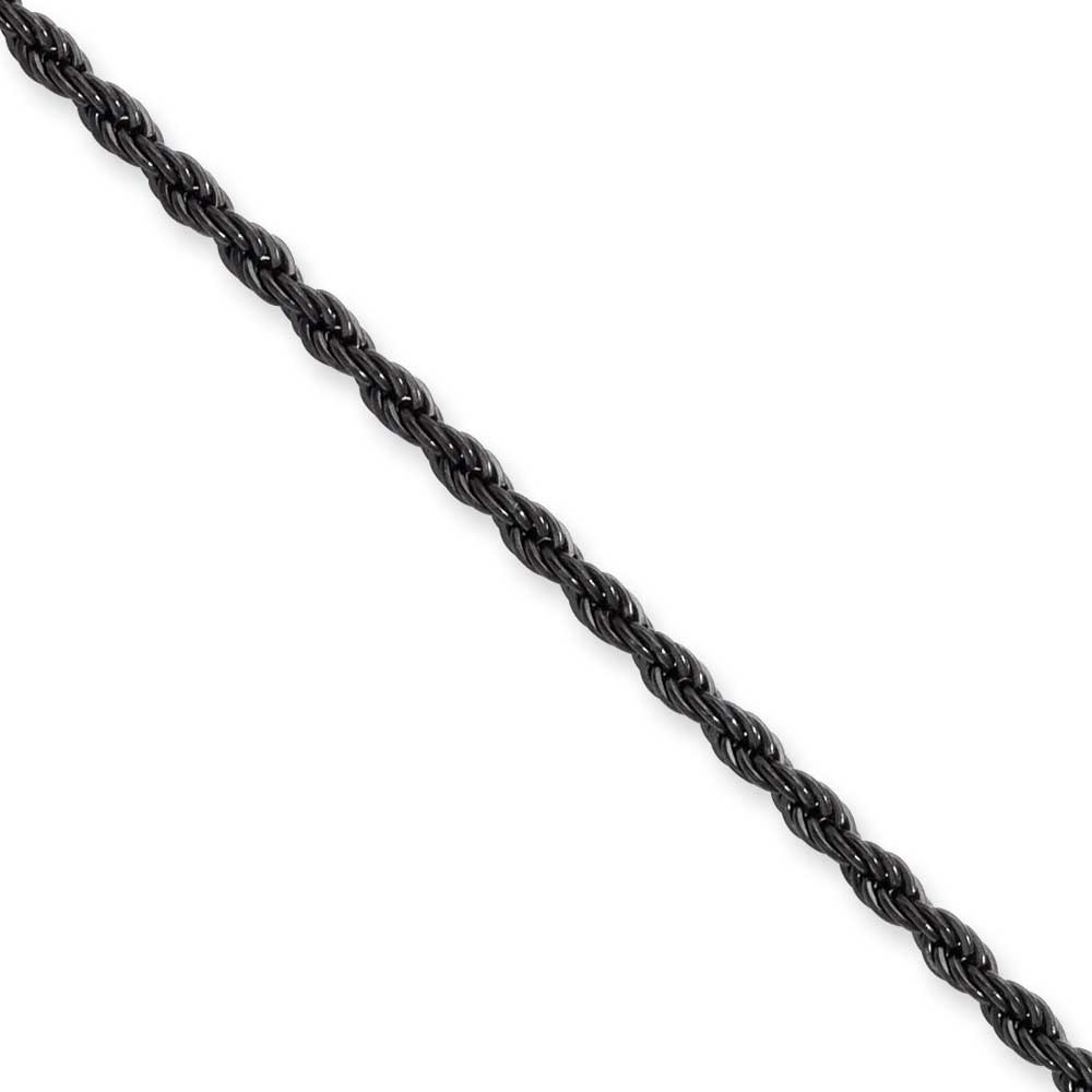 Jewelryweb Stainless Steel Ip Black-plated 2.3mm 24inch Rope Chain Necklace - 24 Inch at Sears.com