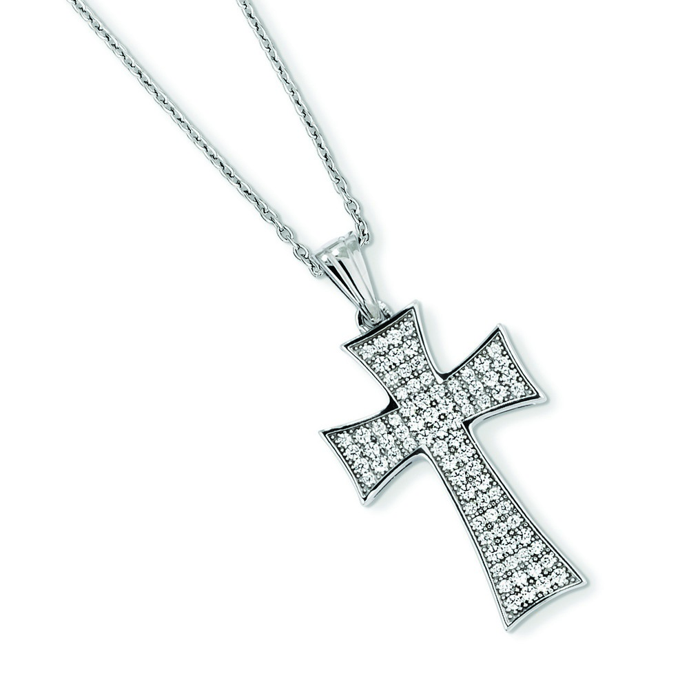 Jewelryweb Sterling Silver and CZ Brilliant Embers Cross Necklace - 18 Inch at Sears.com