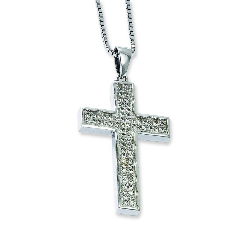 Jewelryweb Sterling Silver and CZ Brilliant Embers Cross Necklace - 18 Inch at Sears.com