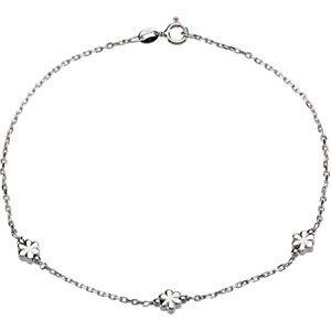 Jewelryweb Sterling Silver Anklet With Flowers 10 Inch at Sears.com
