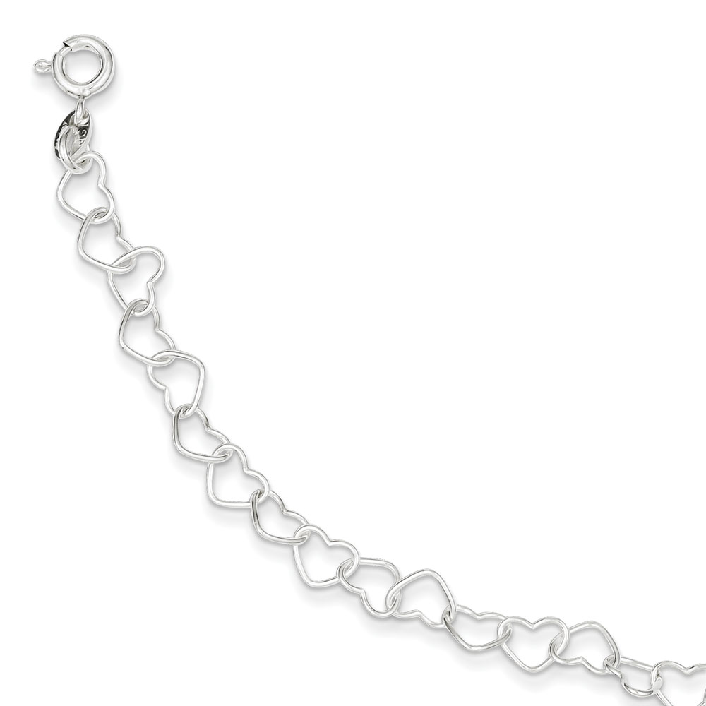 Jewelryweb Sterling Silver 7 Inch Polished Fancy Heart Link Bracelet - Spring Ring at Sears.com