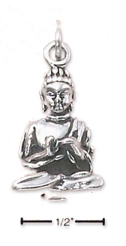 Jewelryweb Sterling Silver Antiqued Young Lotus Buddha Charm Jewelryweb Sterling Silver Antiqued Young Lotus Buddha Charm