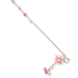 Jewelryweb 7 Inch Pink Cultured Pearl Crystal CZ Clump Bracelet - Spring Ring at Sears.com