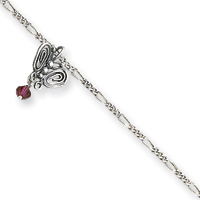 Jewelryweb Dark Pink Crystals Butterflies Figaro Anklet - 10 Inch - Spring Ring at Sears.com