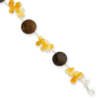 Jewelryweb Sterling Silver Brown Stone Citrine Bracelet - 8.5 Inch - Lobster Claw Jewelryweb Sterling Silver Brown Stone Citrine Bracelet - 8.5 Inch - Lobster Claw