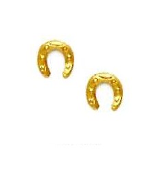 Jewelryweb 14k Yellow Horse Shoe Friction-Back Post Earrings Jewelryweb 14k Yellow Horse Shoe Friction-Back Post Earrings