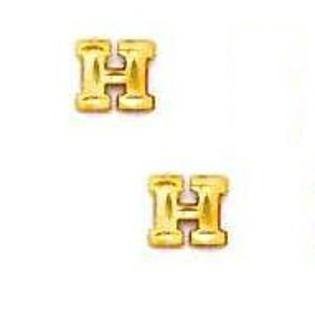 Jewelryweb 14k Yellow Initial H Friction-Back Post Earrings Jewelryweb 14k Yellow Initial H Friction-Back Post Earrings