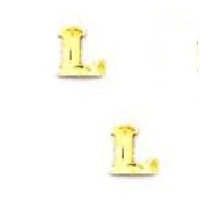 Jewelryweb 14k Yellow Initial L Friction-Back Post Earrings Jewelryweb 14k Yellow Initial L Friction-Back Post Earrings