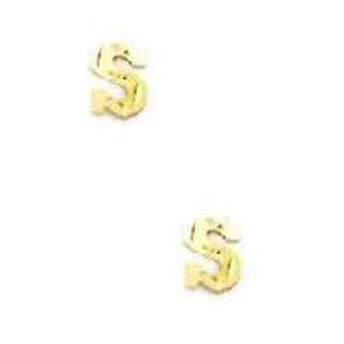 Jewelryweb 14k Yellow Initial S Friction-Back Post Earrings Jewelryweb 14k Yellow Initial S Friction-Back Post Earrings