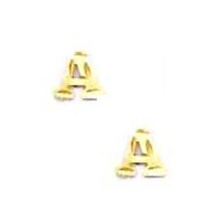 Jewelryweb 14k Yellow Initial A Friction-Back Post Earrings Jewelryweb 14k Yellow Initial A Friction-Back Post Earrings