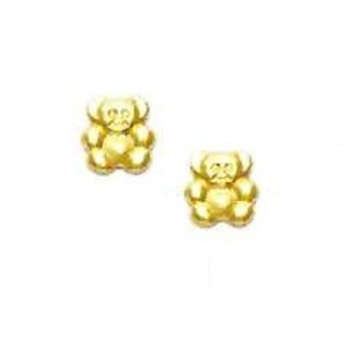 Jewelryweb 14k Yellow Small Teddy Bear Friction-Back Post Earrings Jewelryweb 14k Yellow Small Teddy Bear Friction-Back Post Earrings